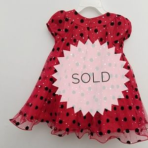 Bonnie Jean red and black polka dot dress, 2T 🌻